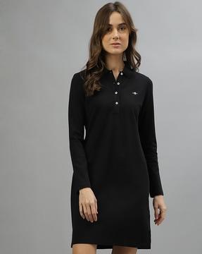 women shift dress with spread collar