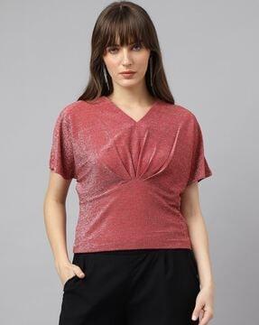 women shimmery regular fit top