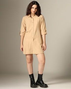 women shirt dress with bracelet sleeves