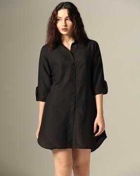 women shirt dress with button accent