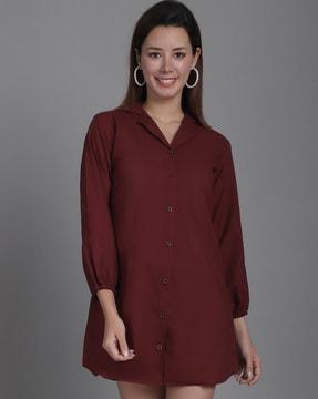 women shirt dress with cuban collar