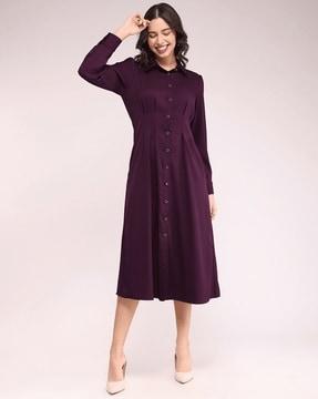 women shirt dress with cuffed sleeves