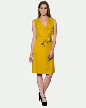 women shirt dress with flap pockets