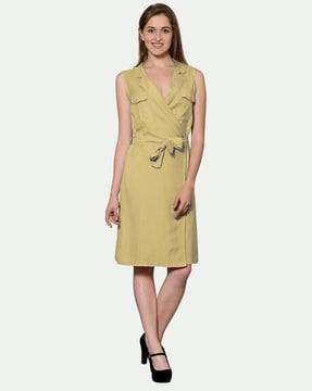 women shirt dress with flap pockets