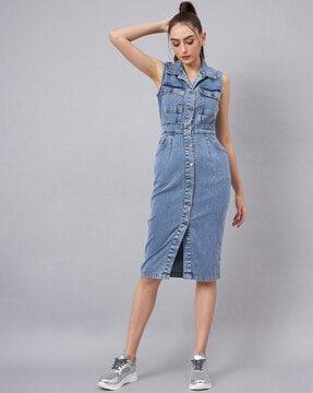 women shirt dress with front slit