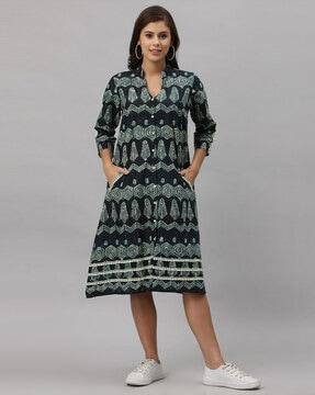 women shirt dress with mandarin-collar