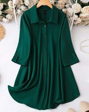 women shirt dress with roll-up sleeves