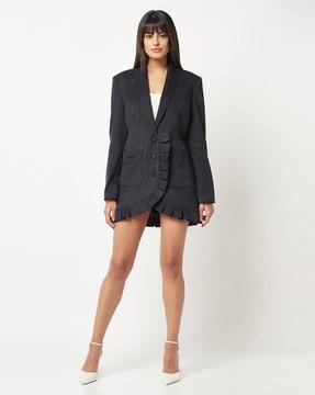 women shirt dress with ruffled detail