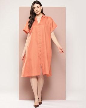 women shirt dress with short sleeves