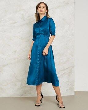 women shirt dress with spread collar