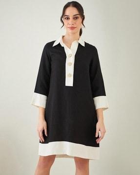 women shirt dress with spread collar