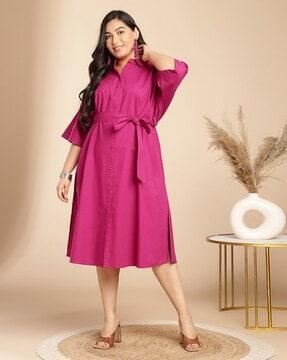 women shirt dress with tie-up belt