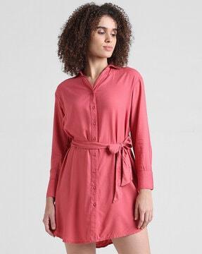 women shirt dress with waist belt