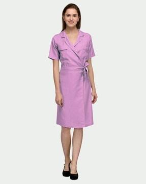 women shirt dress with waist-tie