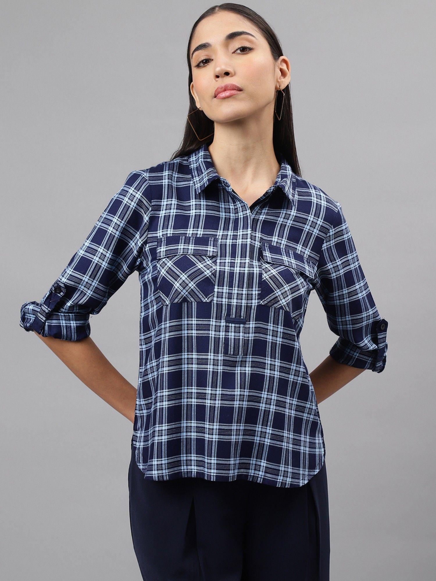 women shirt style checked stylish top