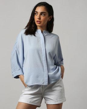 women shirt with mandarin collar