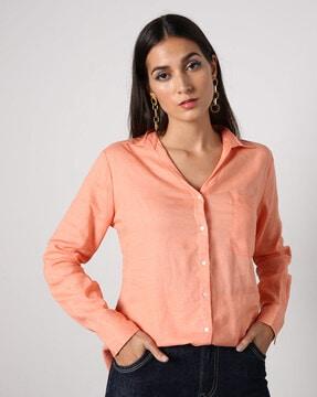 women shirt with patch pocket