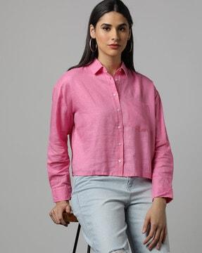 women shirt with patch pocket