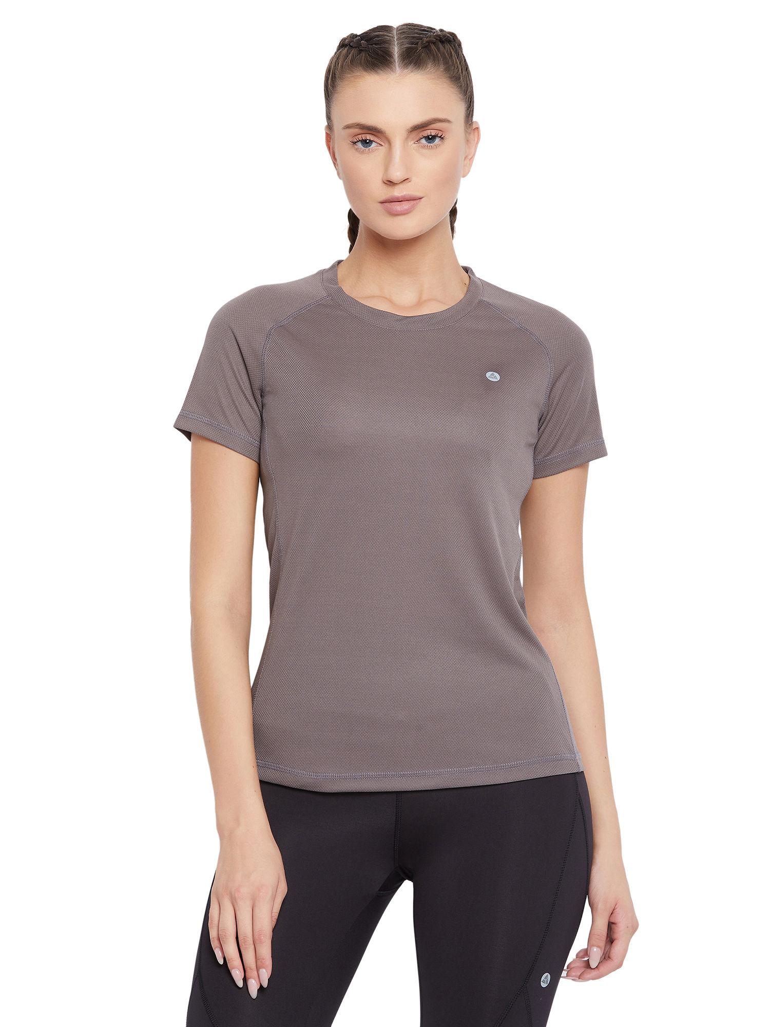 women short-sleeve lightweight quick dry running fitness sports t-shirts - grey