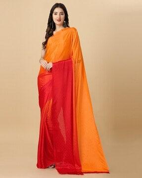 women silk chiffon saree with tassels