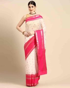 women silk cotton saree with woven motifs