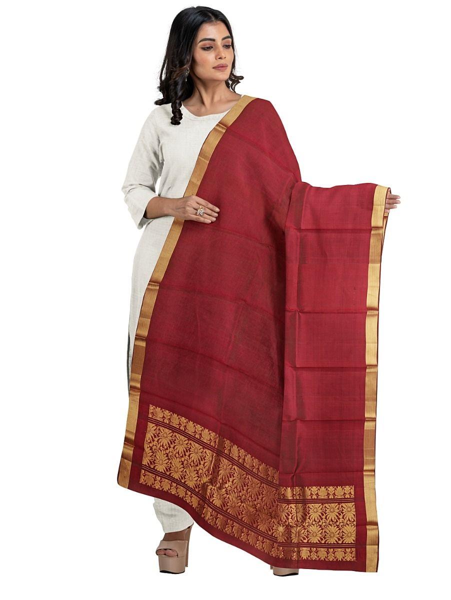 women silk plain maroon shawl - pbd5080061