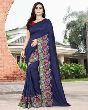 women silk saree with blouse piece