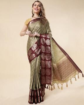 women silk saree with contrast border