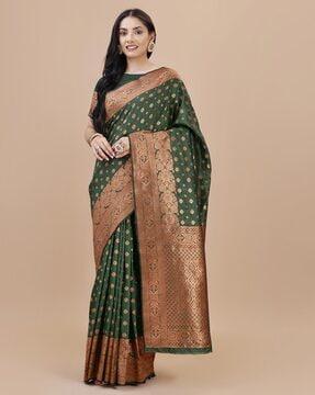 women silk saree with contrast border