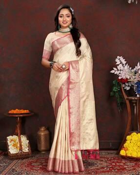 women silk saree with contrast border