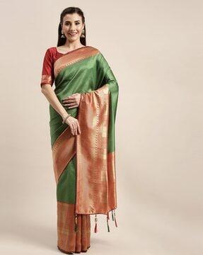 women silk saree with contrast border