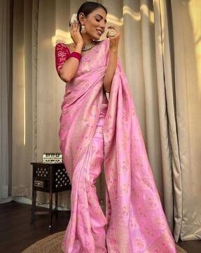 women silk saree with contrast border