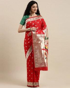 women silk saree with contrast border