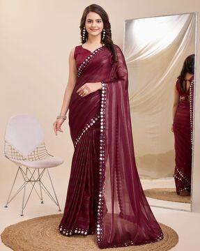 women silk saree with embellished border