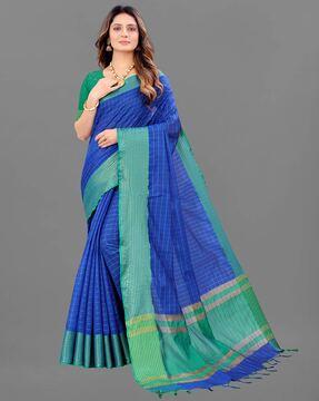 women silk saree with woven motifs