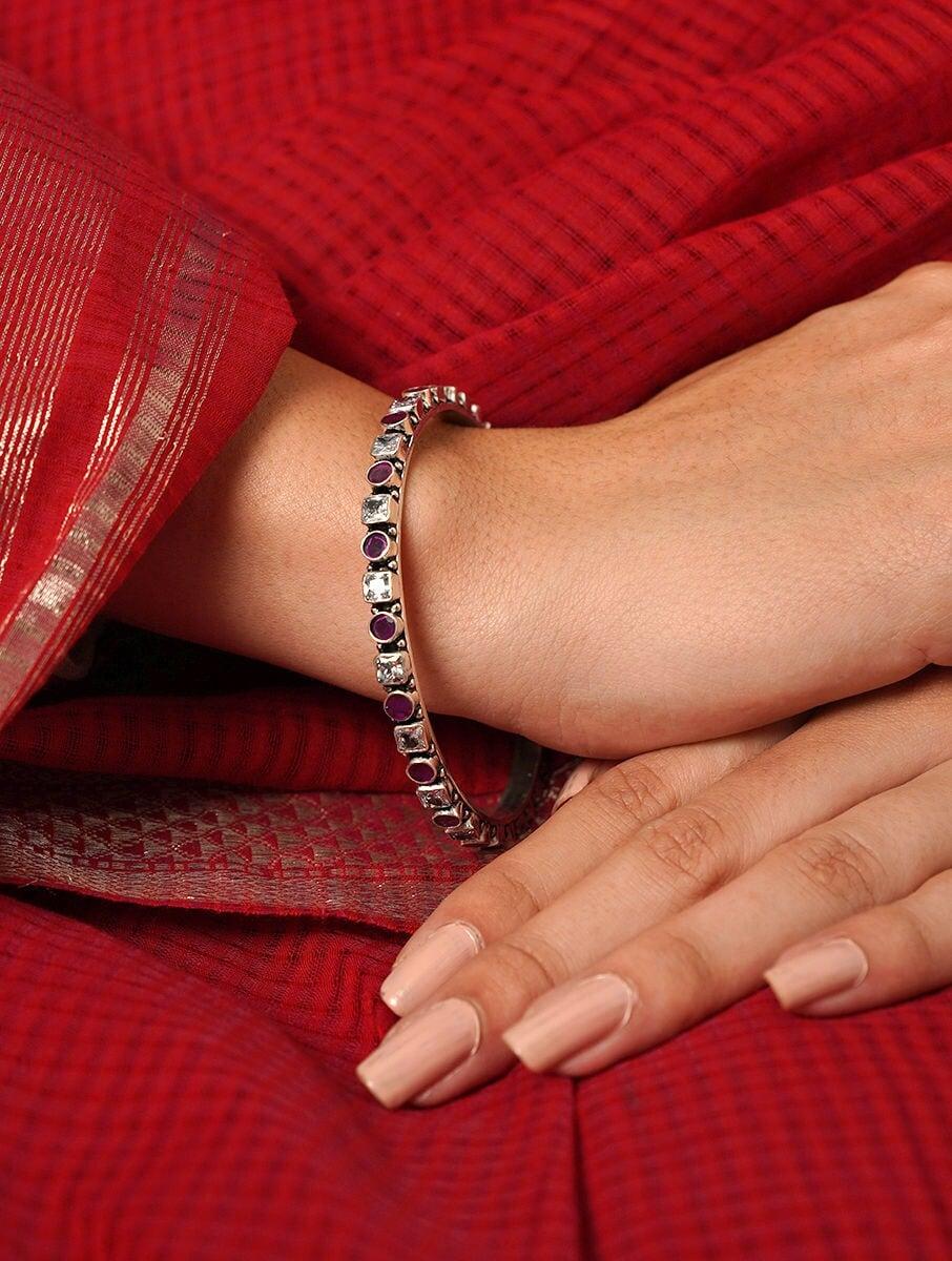 women silver fixed silver bangles