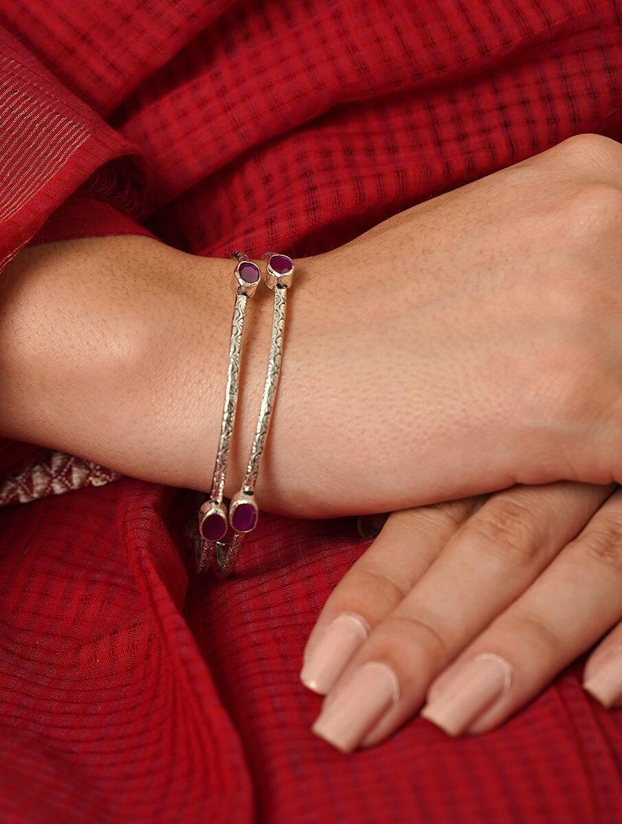 women silver fixed silver bangles