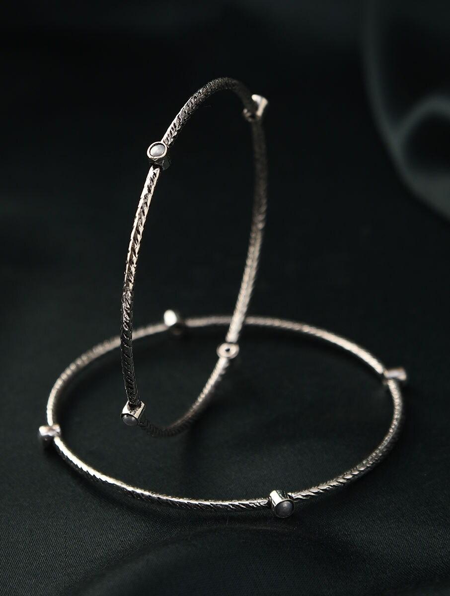 women silver fixed silver bangles