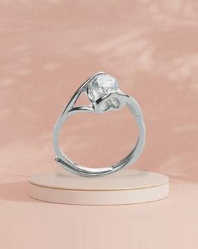 women silver-plated adjustable ring