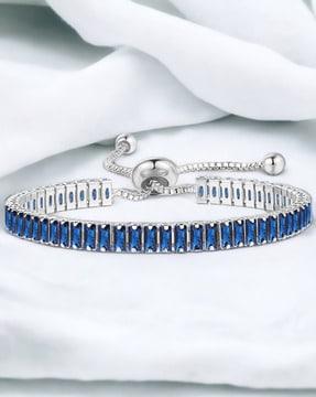 women silver-plated american diamond-studded link bracelet