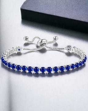 women silver-plated american diamond-studded link bracelet
