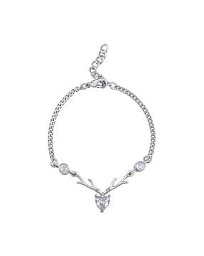 women silver-plated american diamond-studded link bracelet