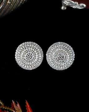 women silver-plated american diamond-studded studs earrings