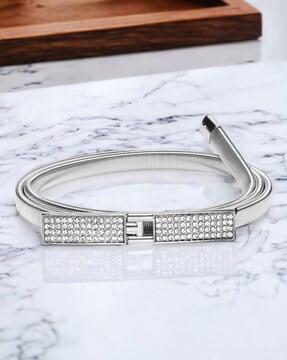 women silver-plated classic slim belt