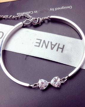 women silver-plated crystal link bracelet