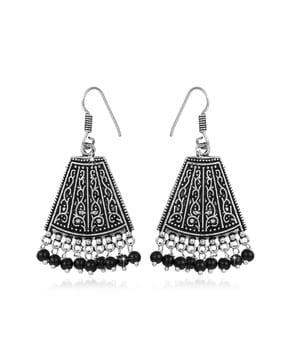 women silver-plated dangler earrings
