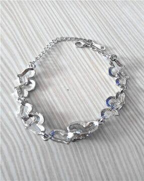 women silver-plated stone-studded bracelet