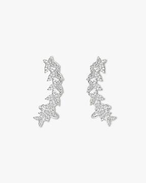 women silver-plated zirconia-studded stud earrings