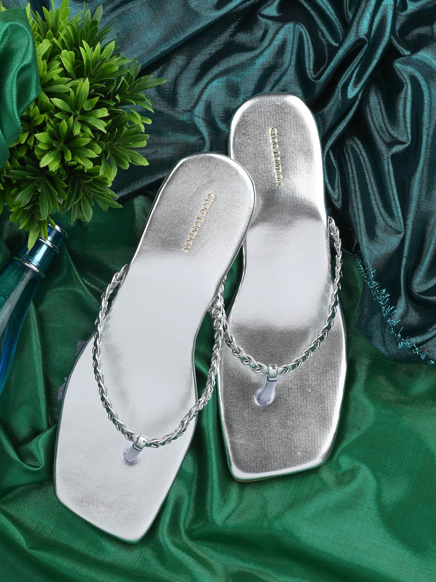 women silver sandals