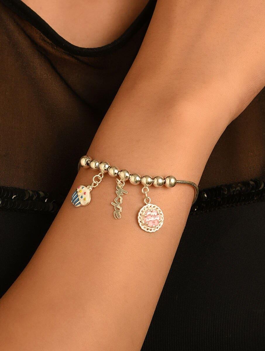 women silver silver tone silver cuffs &amp; bracelet